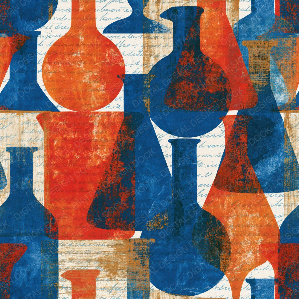 Cyanotype Laboratory Flasks Crimson Digital Paper Pack (DDD016011)