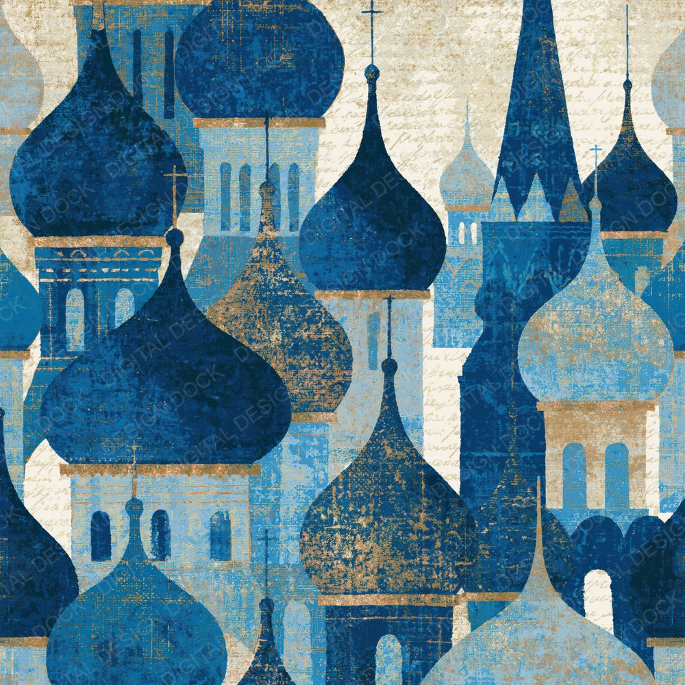 Layered Kremlin Domes Sapphire Ivory Digital Paper Pack (DDD016013)