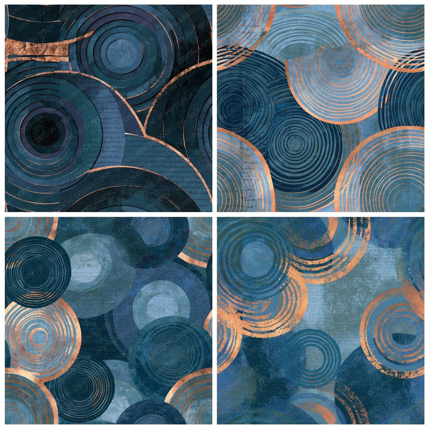 Papercut Concentric Rings Indigo Seamless Digital Paper Pack (DDD016015)
