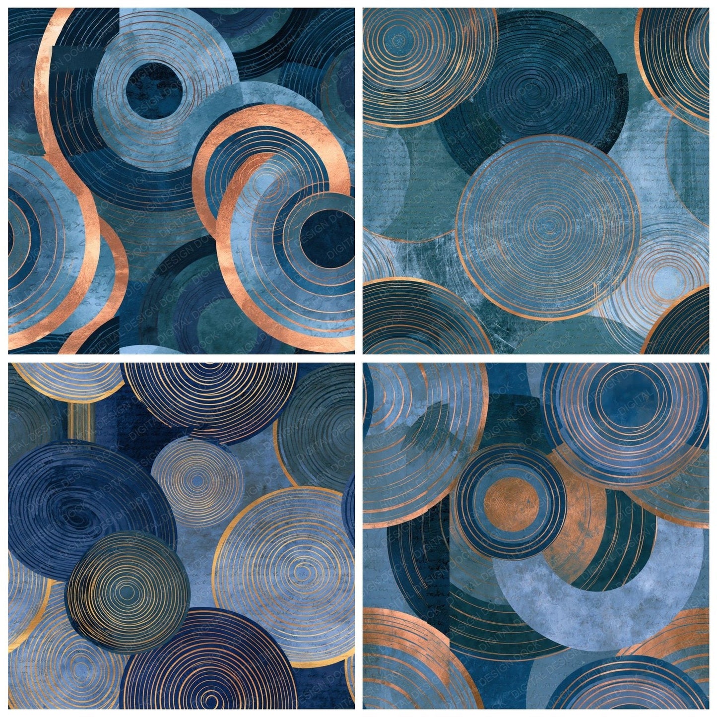 Papercut Concentric Rings Indigo Seamless Digital Paper Pack (DDD016015)