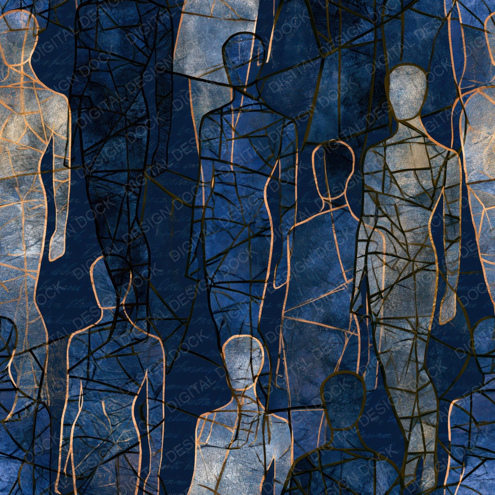Another Stained Glass Mannequins Midnight Silver digital paper shown full size