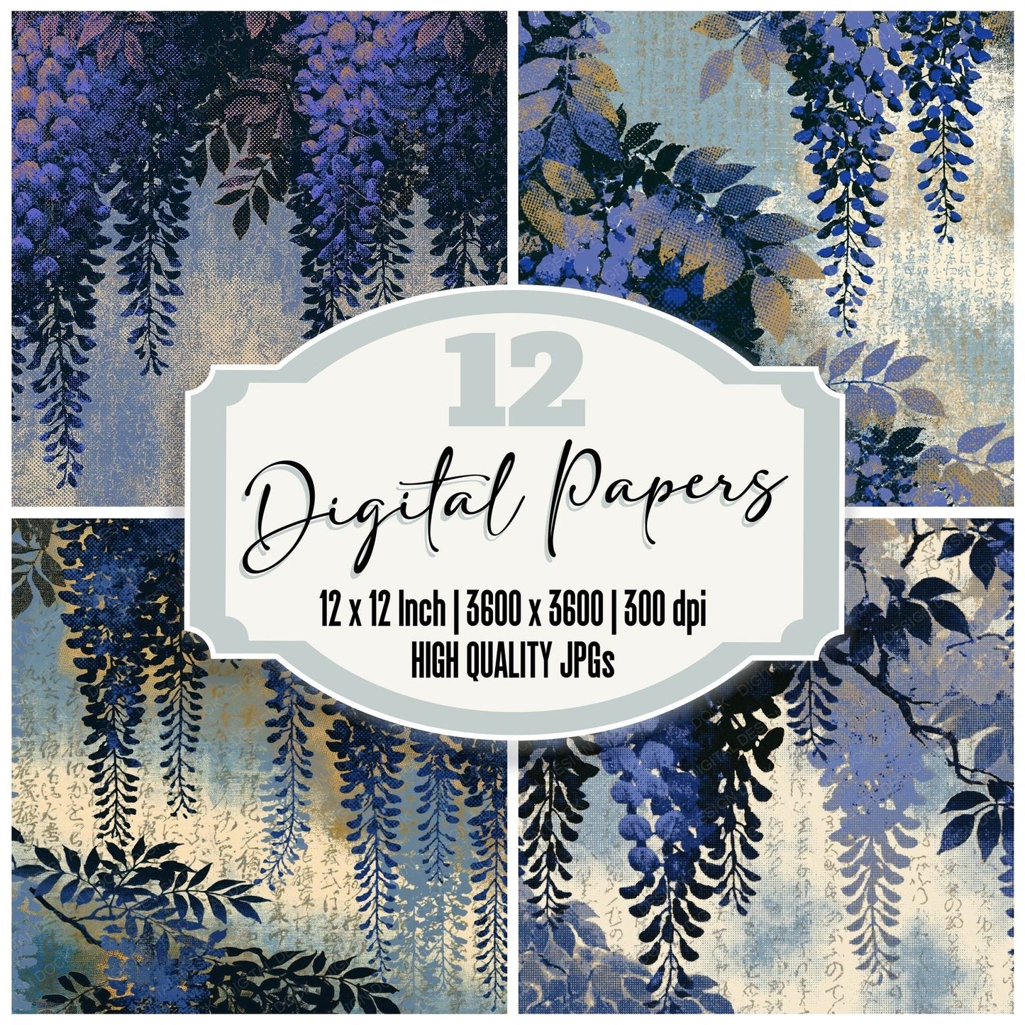 Halftone Wisteria Navy Bone Digital Paper Pack (DDD016031)