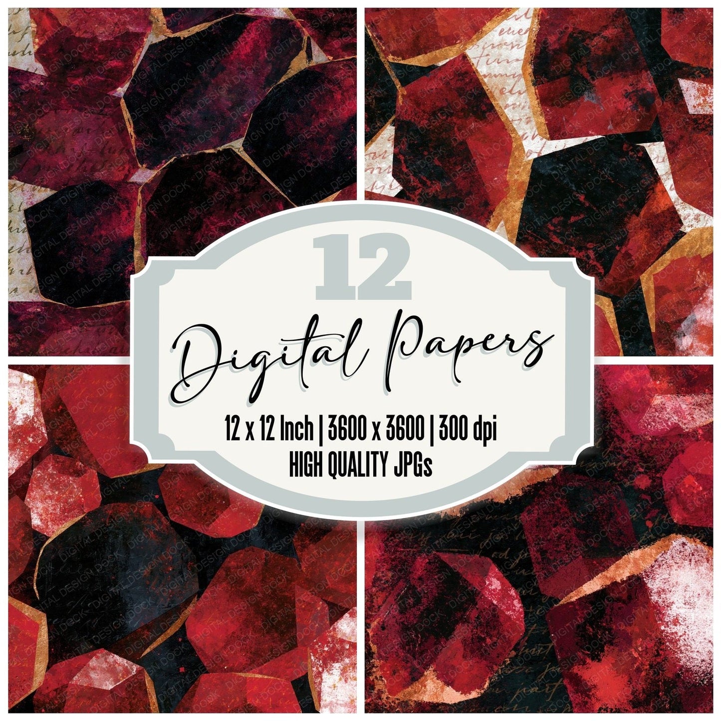 Maximalist Garnet Crimson White Digital Paper Pack (DDD016033)