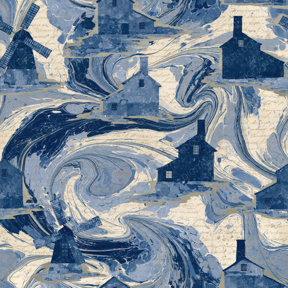 Paper Marbling Water Mills Denim Navy Digital Paper Pack (DDD016038)