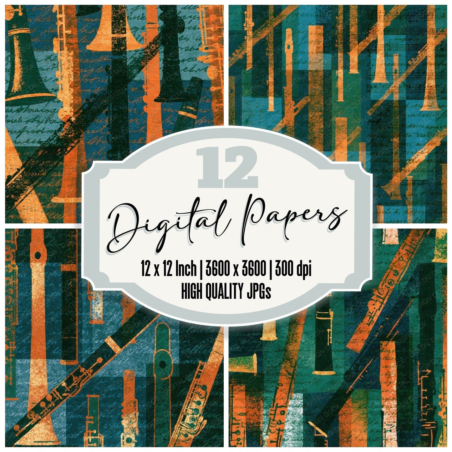 Risograph Flutes Forest Bronze Digital Paper Pack (DDD016040)