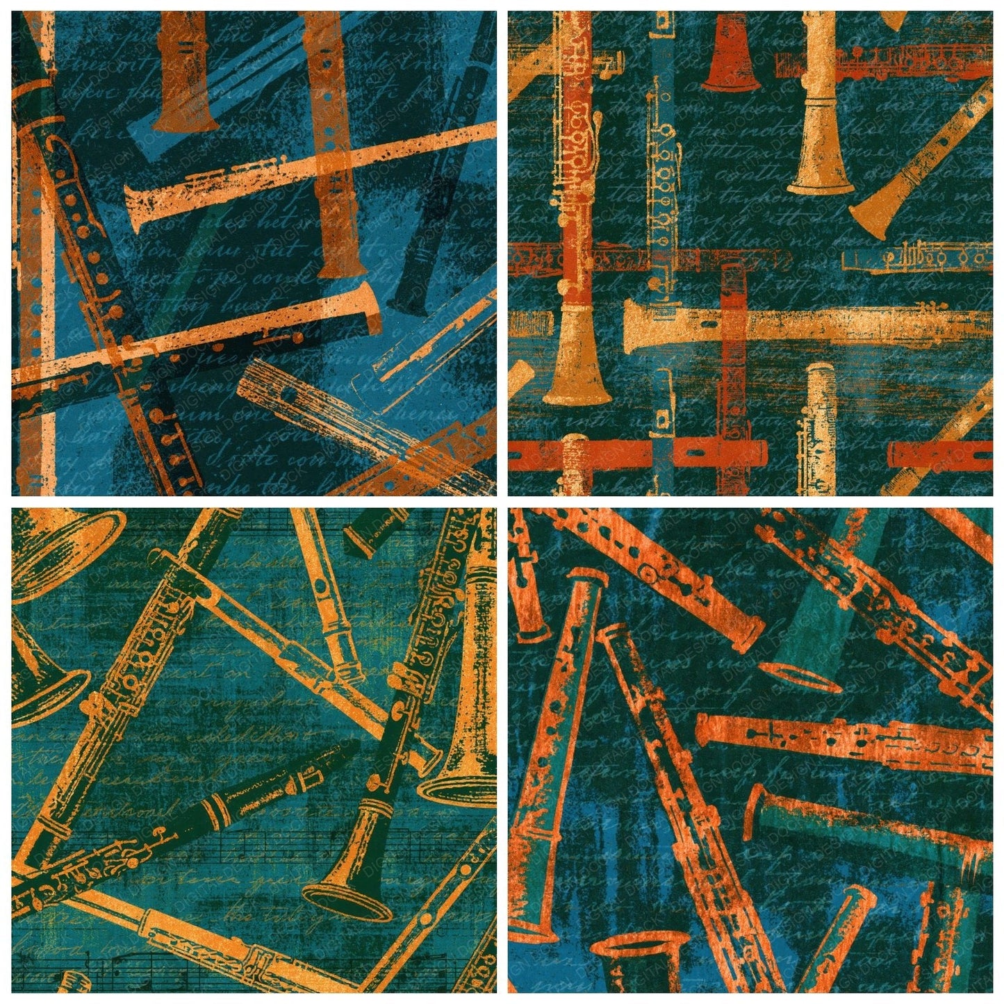 Risograph Flutes Forest Bronze Digital Paper Pack (DDD016040)
