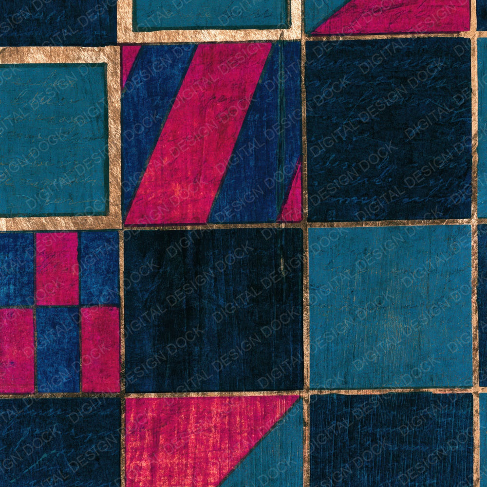 Ukiyo-e Checkerboard Teal Magenta Digital Paper Pack (DDD016043)