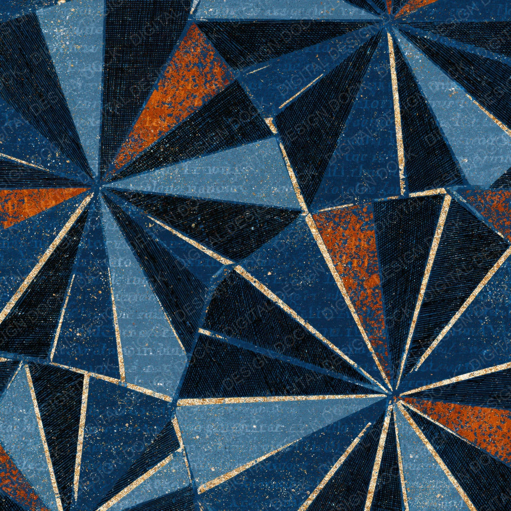 Engraving Kaleidoscope Navy Chalk Rust Digital Paper Pack (DDD016050)