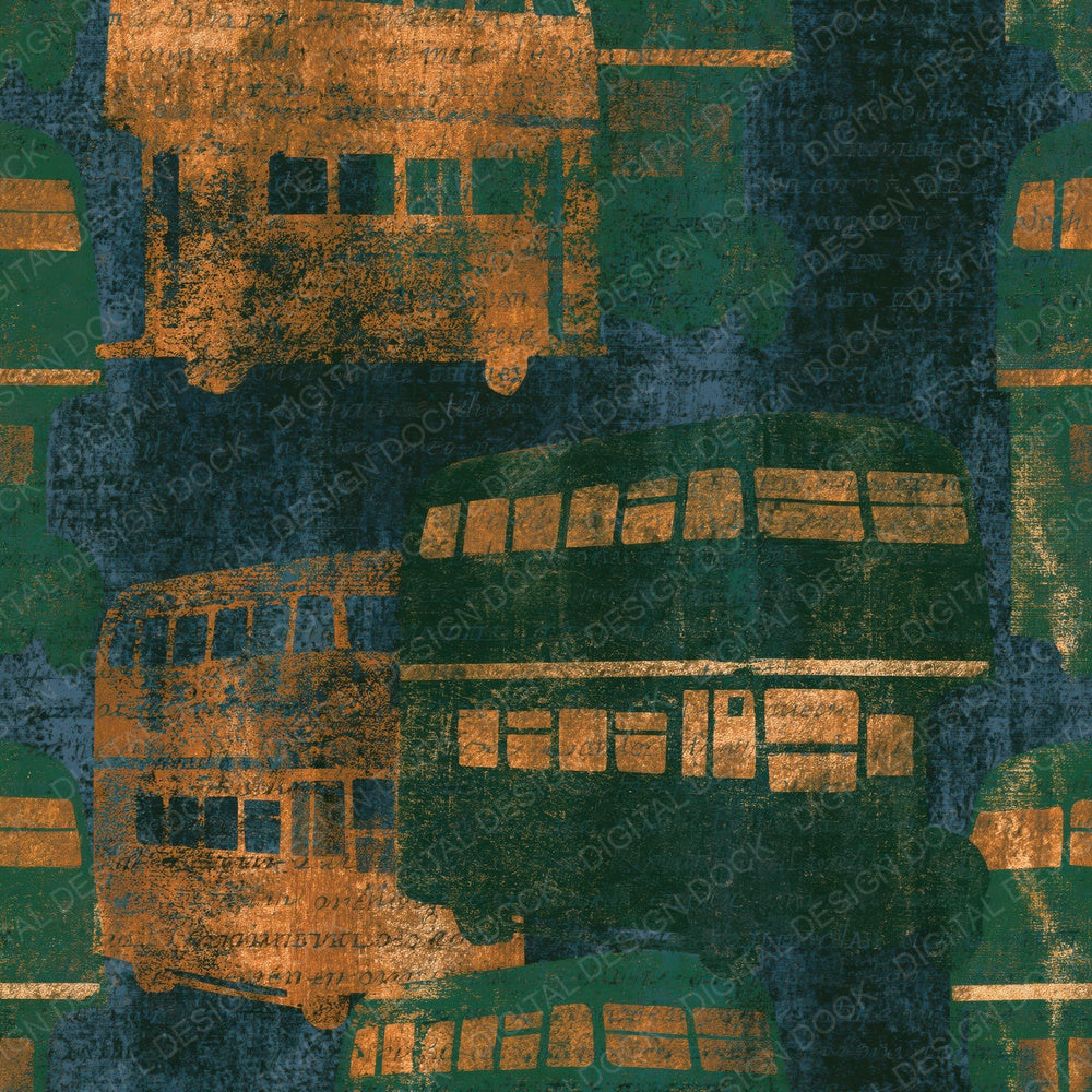 Indian Block Print Double Deckers Forest Bronze Digital Paper Pack (DDD016051)