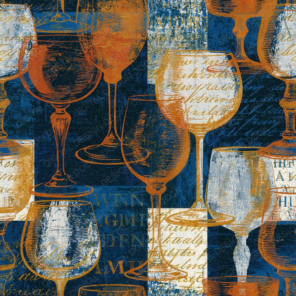 Monoprint Old Fashioned Glasses Navy Rust Digital Paper Pack (DDD016056)