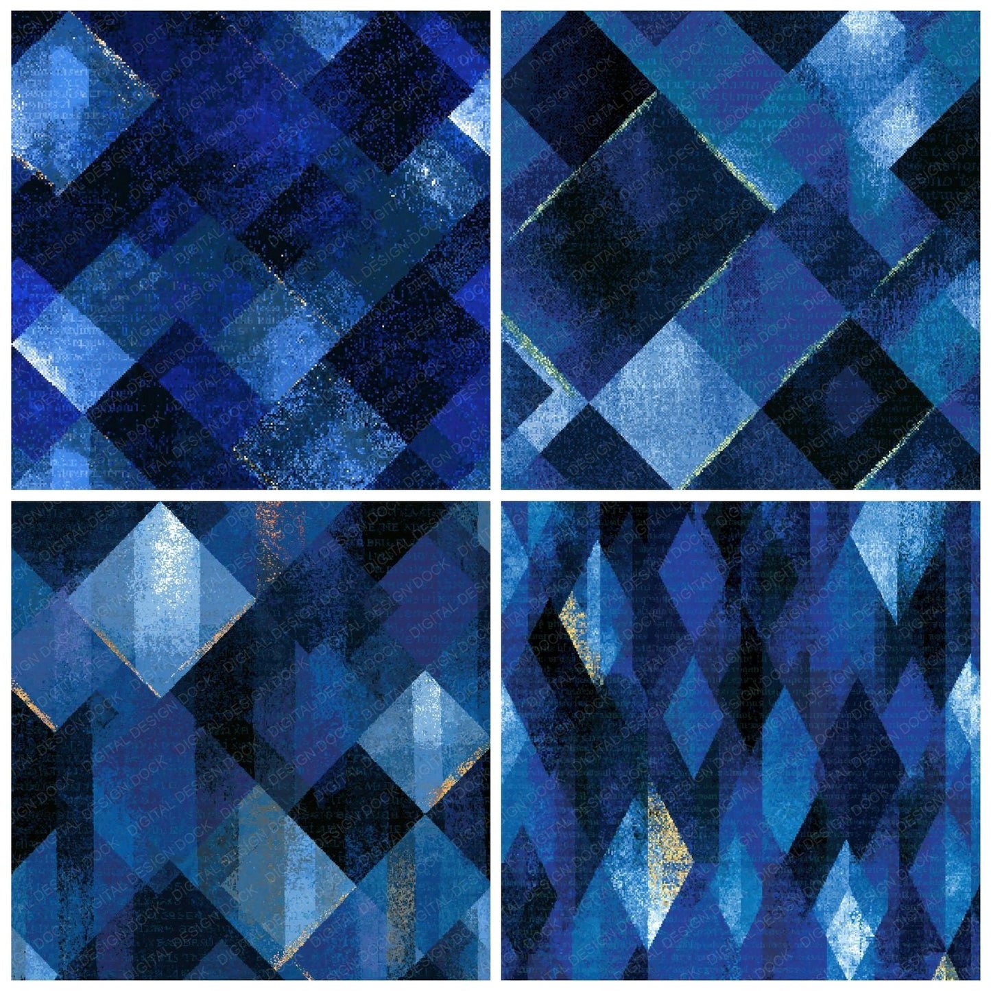 Pixel Harlequin Diamond Electric Blue Digital Paper Pack (DDD016059)