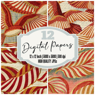 Pointillism Valkyrie Wings Candy Red Cream Digital Paper Pack (DDD016061)