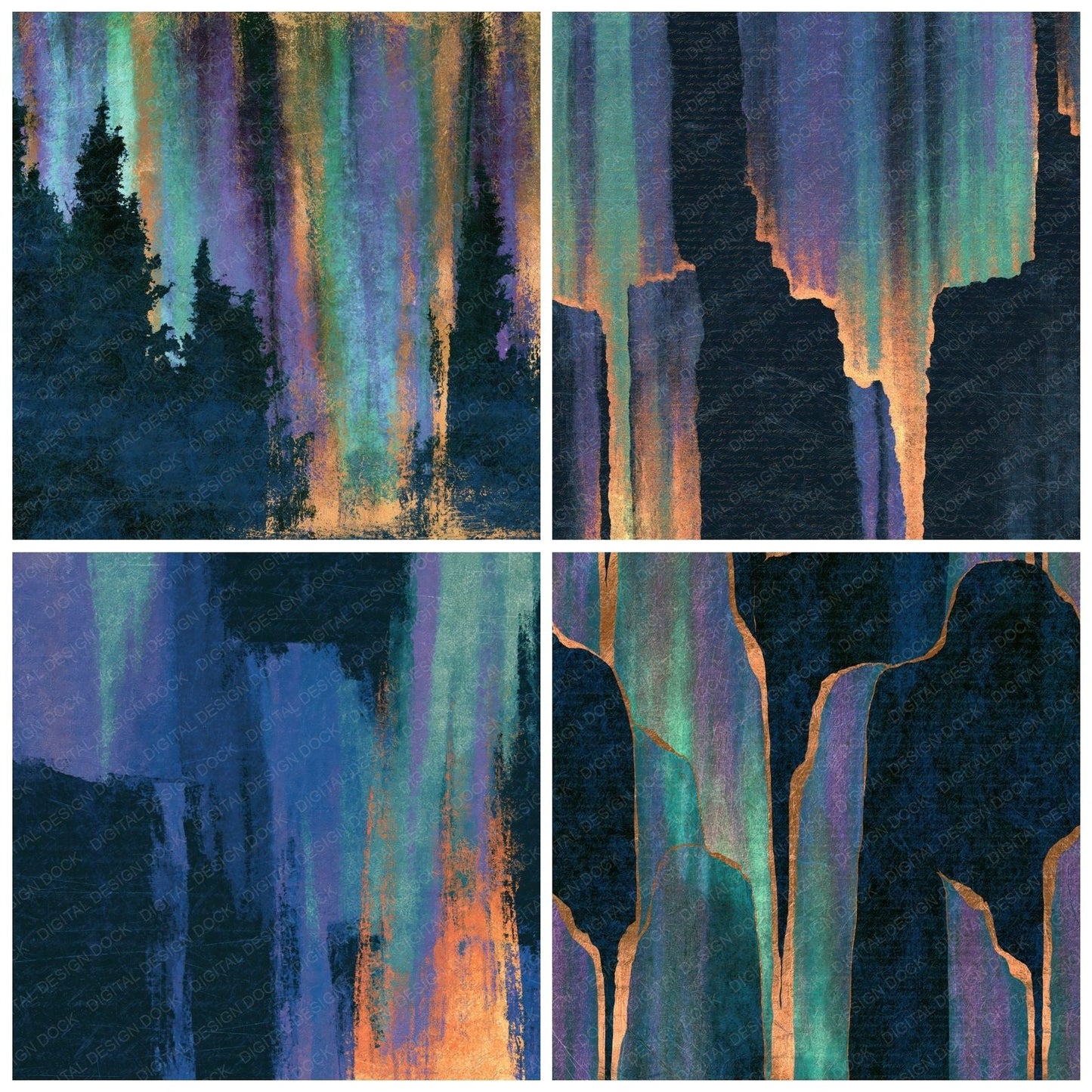 Scratchboard Waterfalls Aurora Lilac Digital Paper Pack (DDD016062)