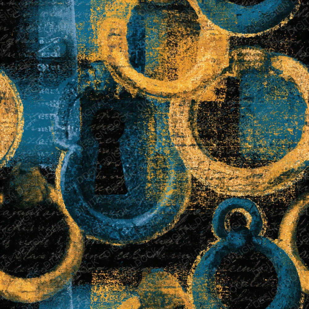 Cyanotype Door Knockers Charcoal Gold Seamless Digital Paper Pack (DDD016068)