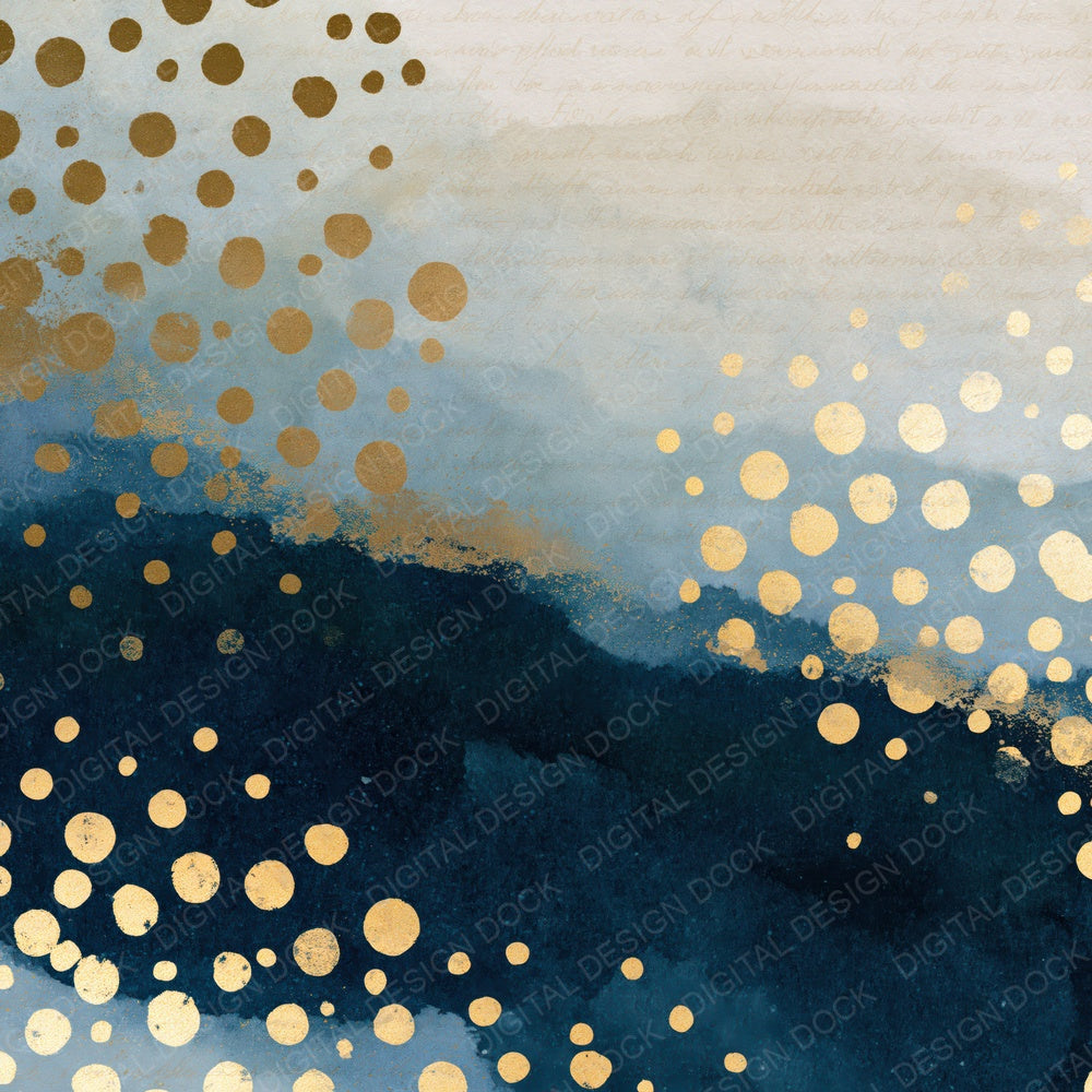 Gouache Glowing Circles Navy Bone Digital Paper Pack (DDD016069)