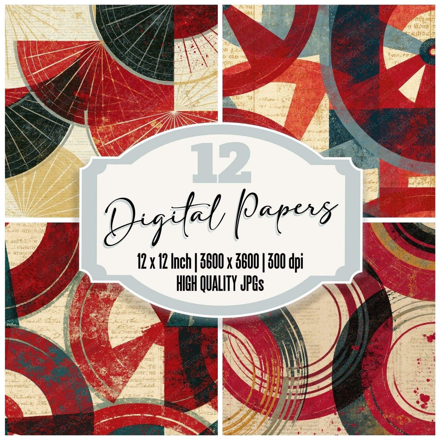 Newsprint Sextant Cherry Currant Digital Paper Pack (DDD016072)
