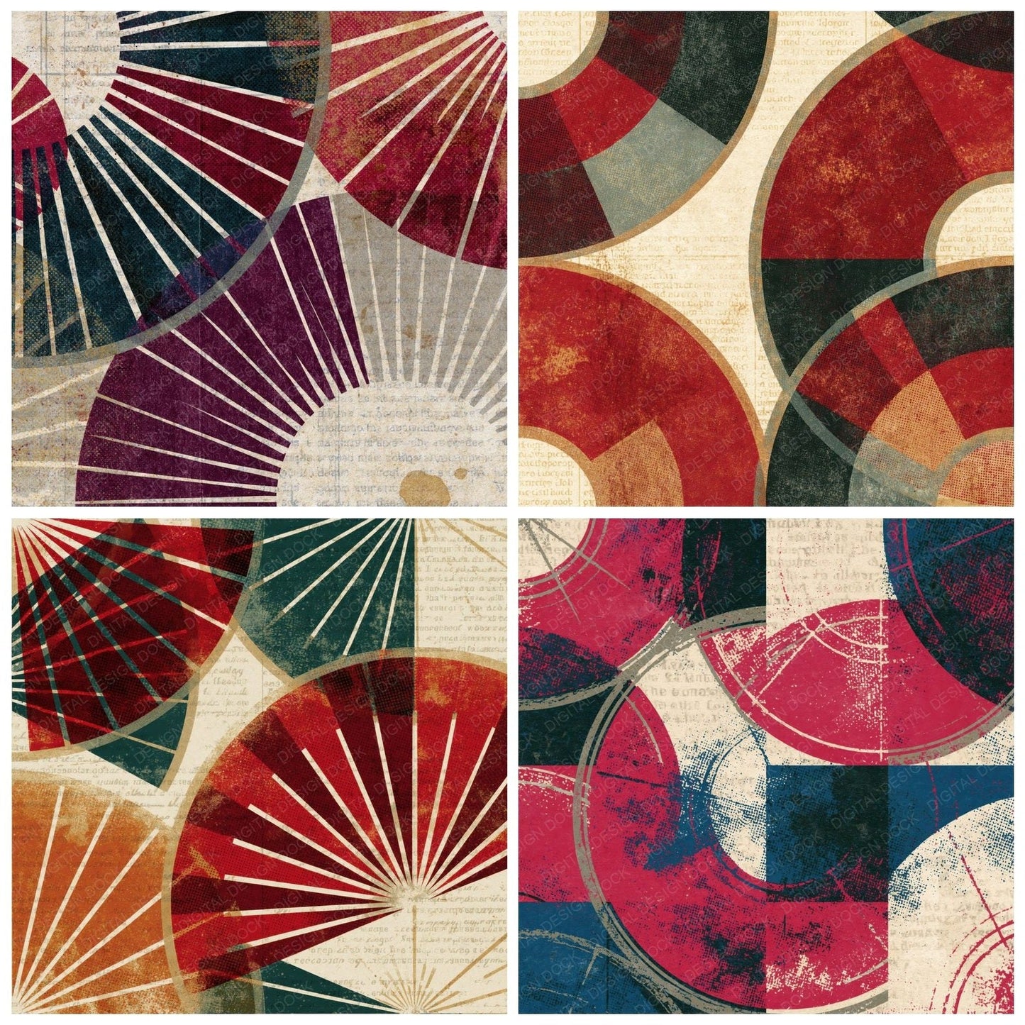 Newsprint Sextant Cherry Currant Digital Paper Pack (DDD016072)