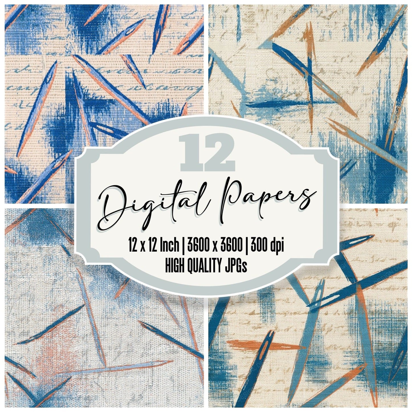 Tapestry Etching Needles Sapphire Seamless Digital Paper Pack (DDD016081)