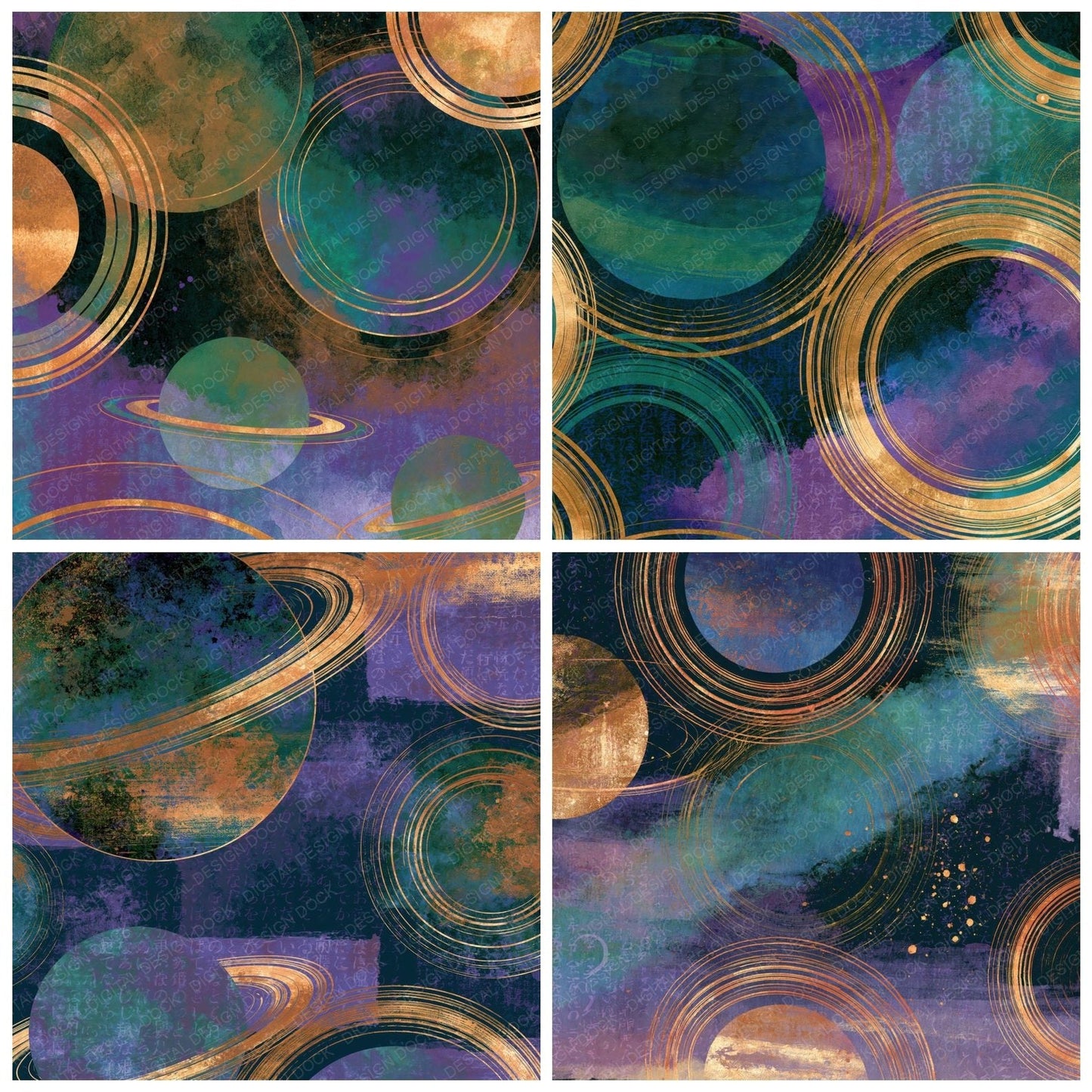 Watercolour Planets Aurora Lilac Digital Paper Pack (DDD016083)