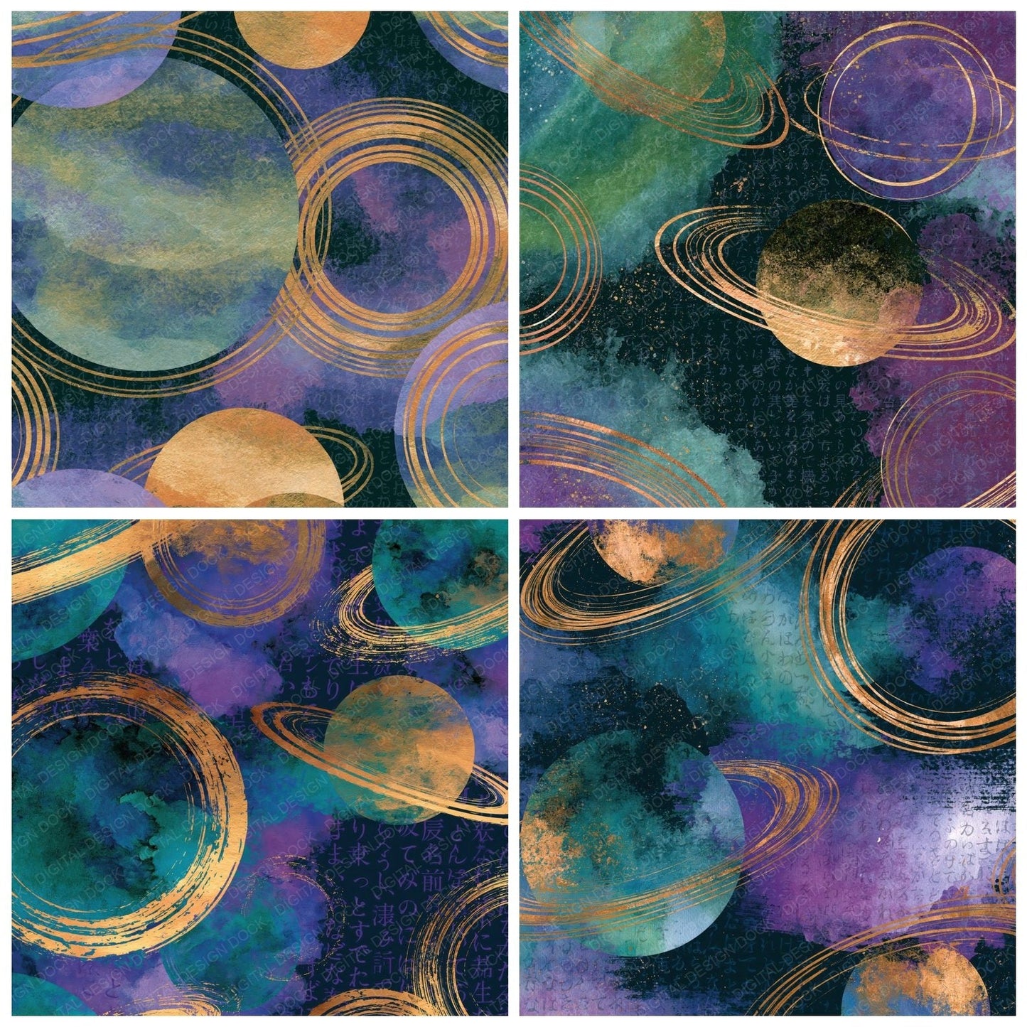 Watercolour Planets Aurora Lilac Digital Paper Pack (DDD016083)