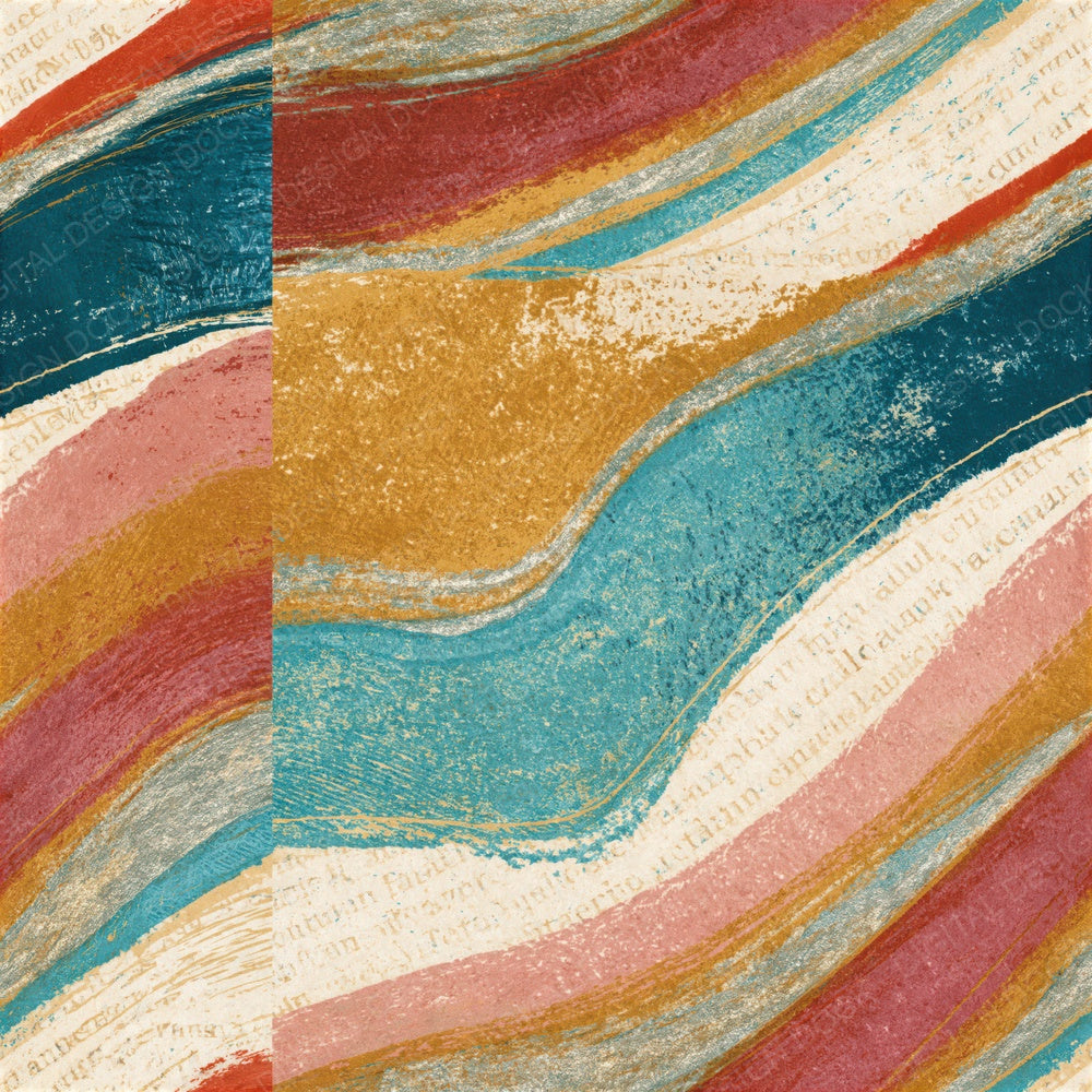 Etching Turquoise Pink Ochre Abstract Seamless Digital Paper Pack (DDD016091)