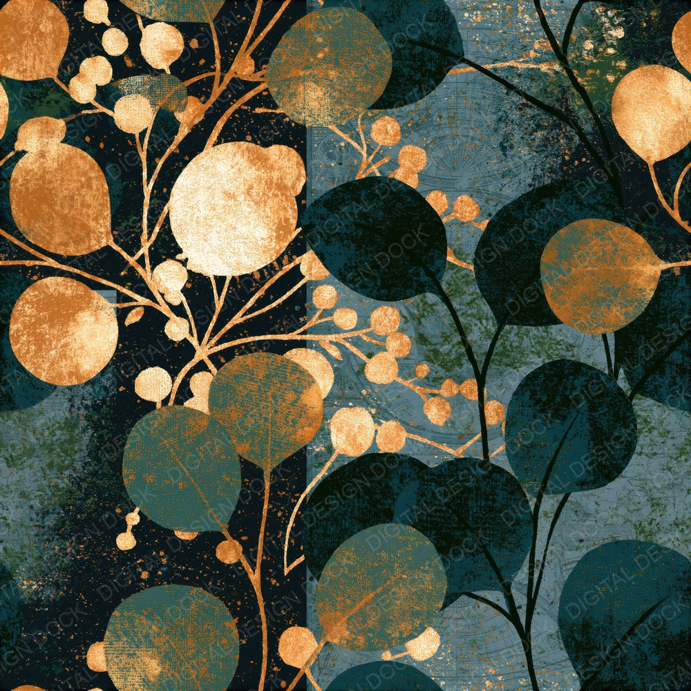Linocut Eucalyptus Moss Tonal Seamless Digital Paper Pack (DDD016093)