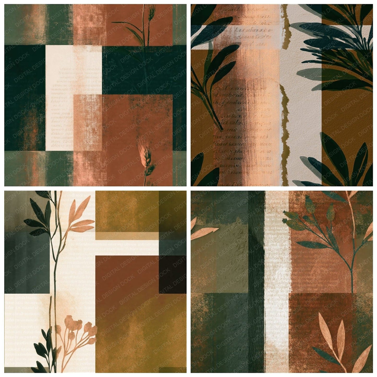 Minimal Tobacco Moss Tonal Seamless Digital Paper Pack (DDD016096)