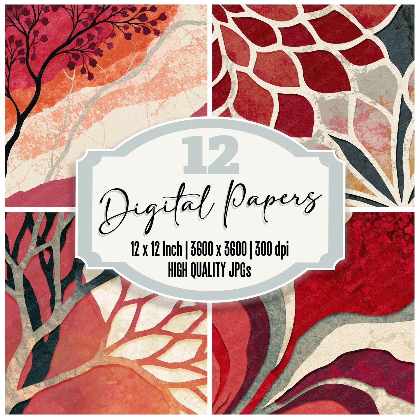 Papercut Cherry Currant Abstract Digital Paper Pack (DDD016097)