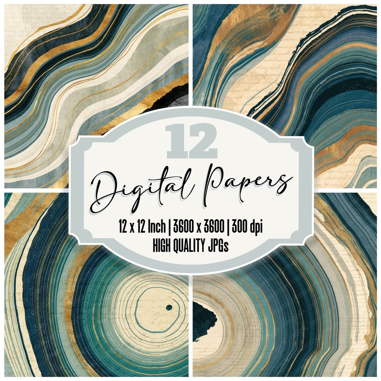 Suminagashi Linen Slate Tonal Digital Paper Pack (DDD016101)