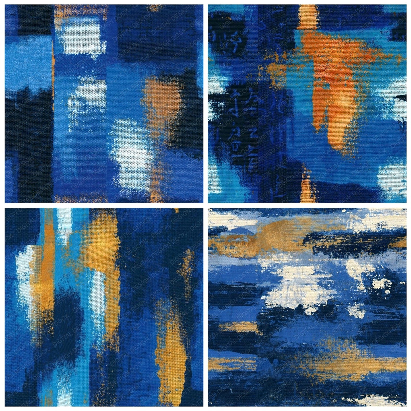 Tapestry Electric Blue Navy Abstract Seamless Digital Paper Pack (DDD016102)
