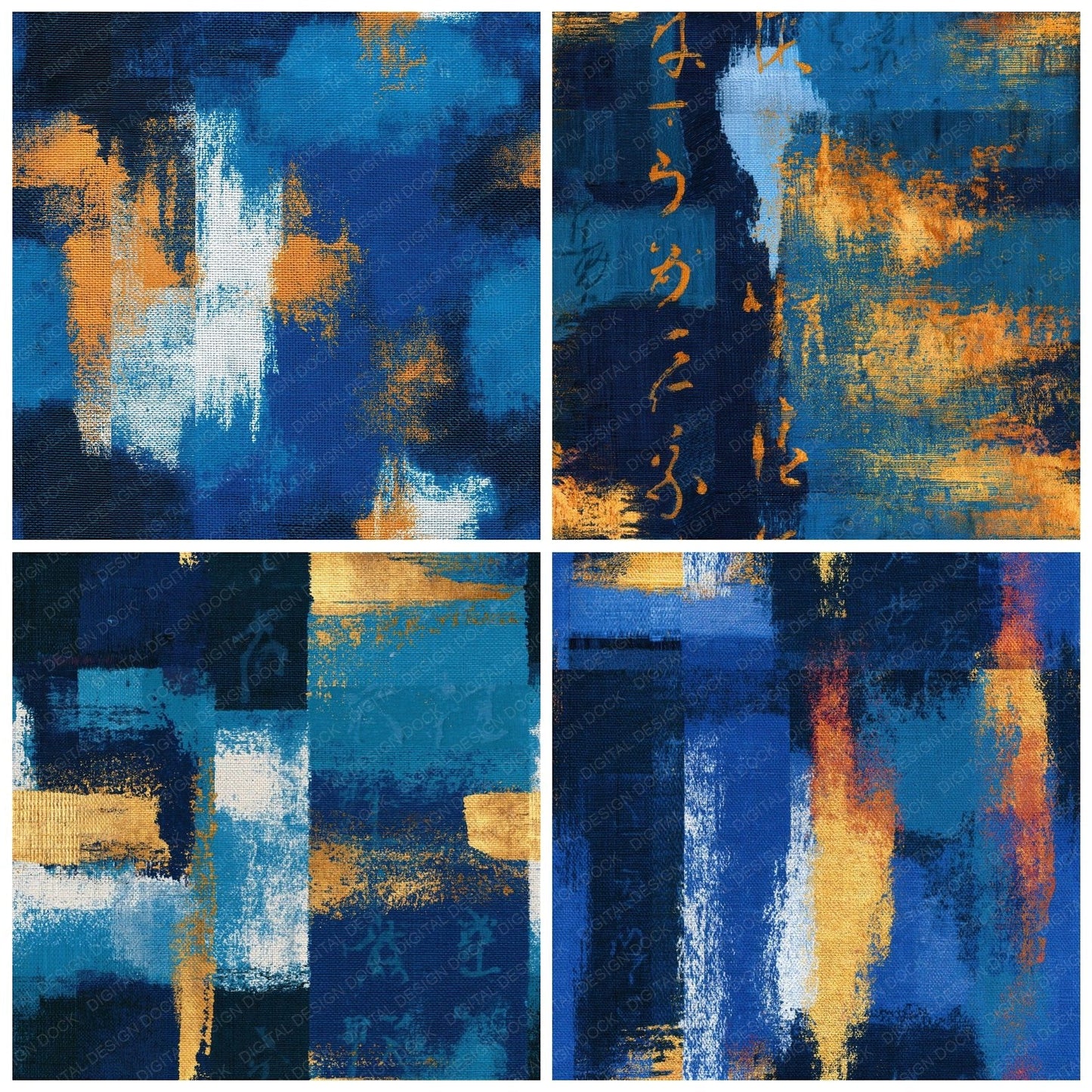 Tapestry Electric Blue Navy Abstract Seamless Digital Paper Pack (DDD016102)