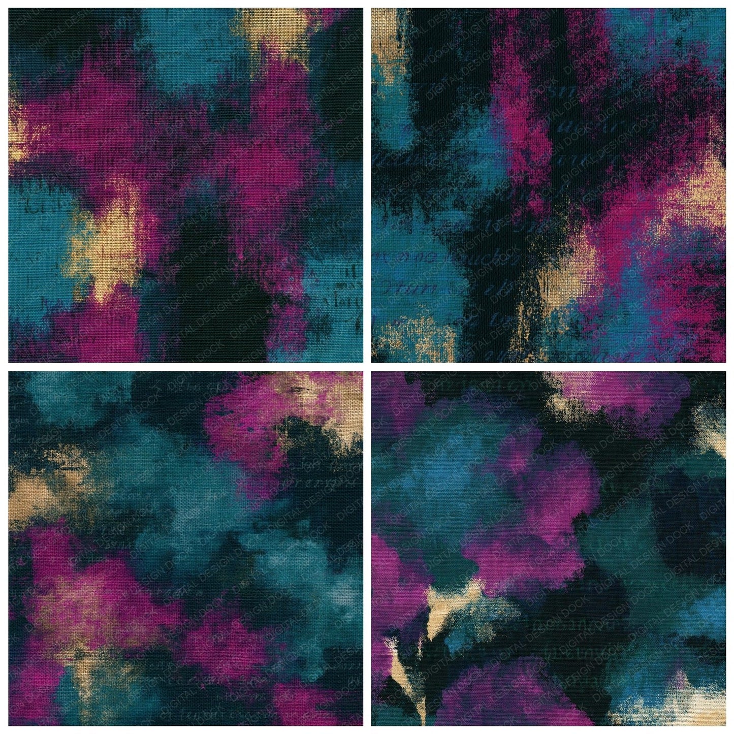 Tapestry Teal Magenta Abstract Digital Paper Pack (DDD016103)