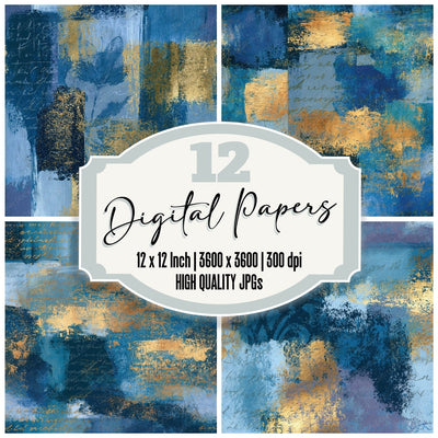 Bohemian Indigo Slate Abstract Seamless Digital Paper Pack (DDD016107)