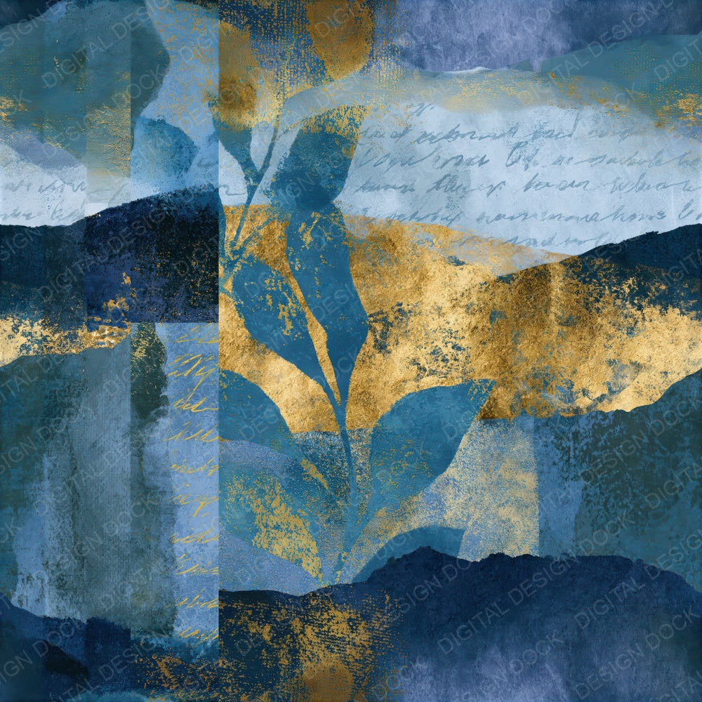 Single Bohemian Indigo Slate Abstract Seamless digital paper shown full size