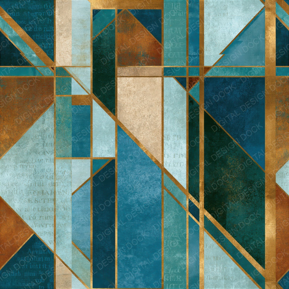 Constructivist Seafoam Turquoise Abstract Seamless Digital Paper Pack (DDD016108)
