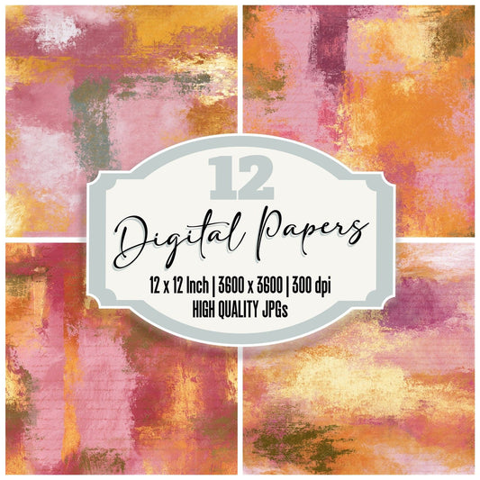 Impressionist Amber Rose Gold Abstract Seamless Digital Paper Pack (DDD016111)