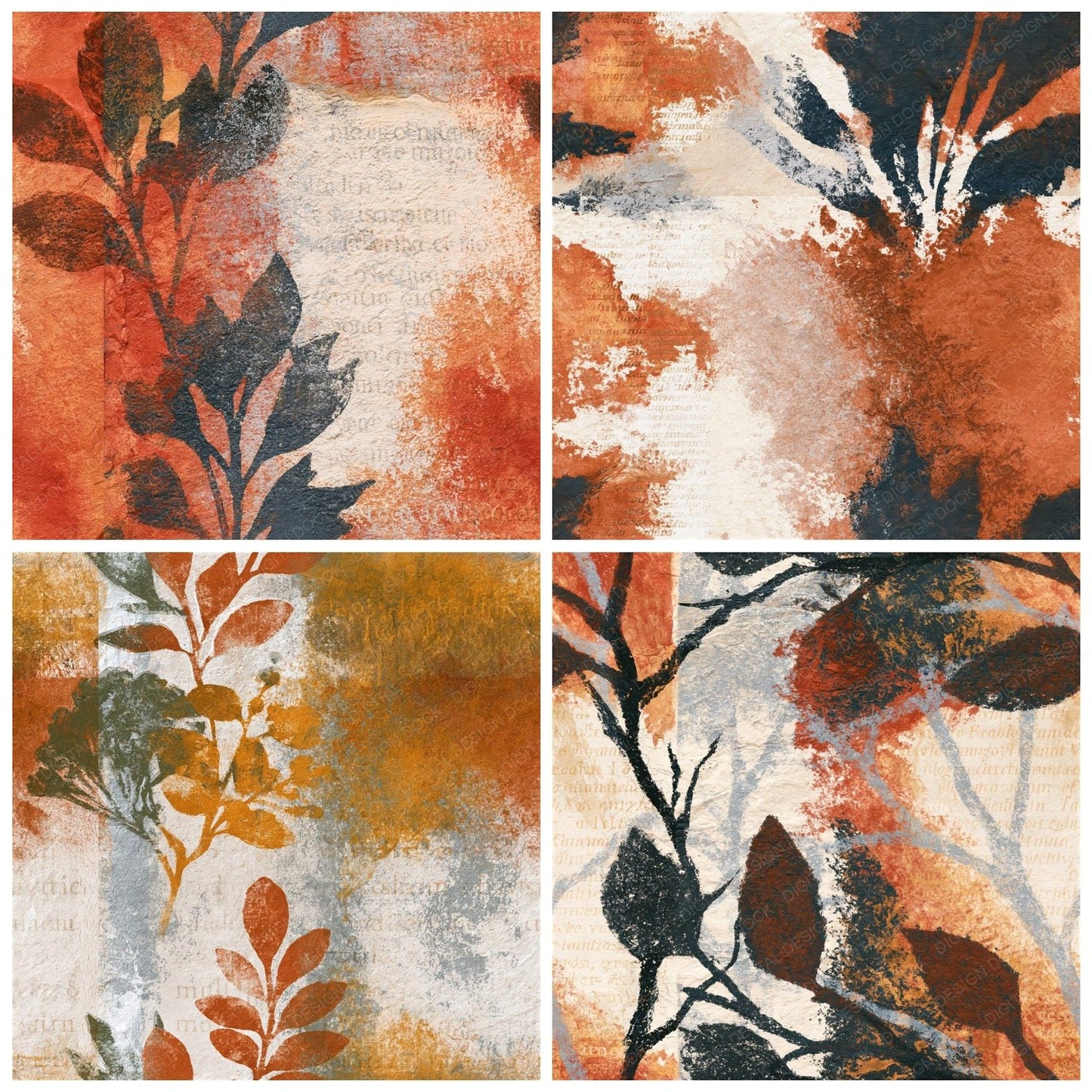 Monoprint Copper Umber Bone Seamless Digital Paper Pack (DDD016113)