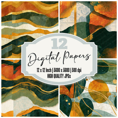 Papercut Olive Ochre Cream Seamless Digital Paper Pack (DDD016115)