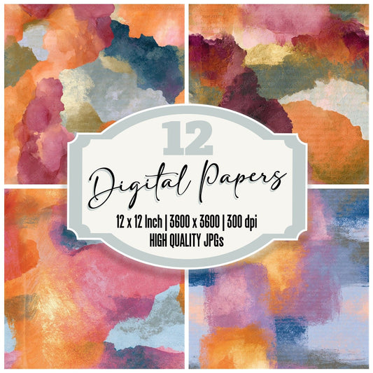 Surrealist Apricot Rose Abstract Seamless Digital Paper Pack (DDD016120)