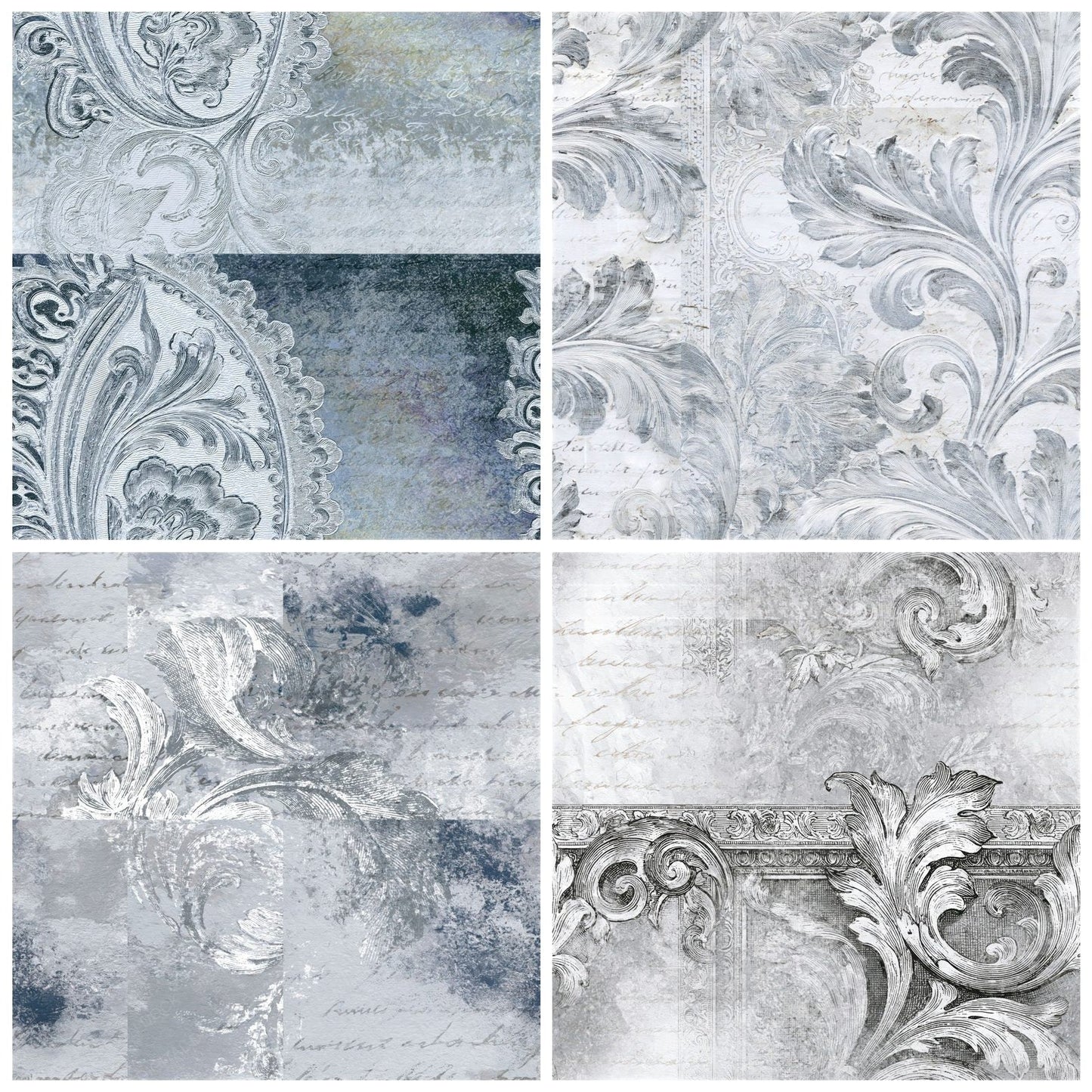 Victorian Silver Grey Tonal Seamless Digital Paper Pack (DDD016123)