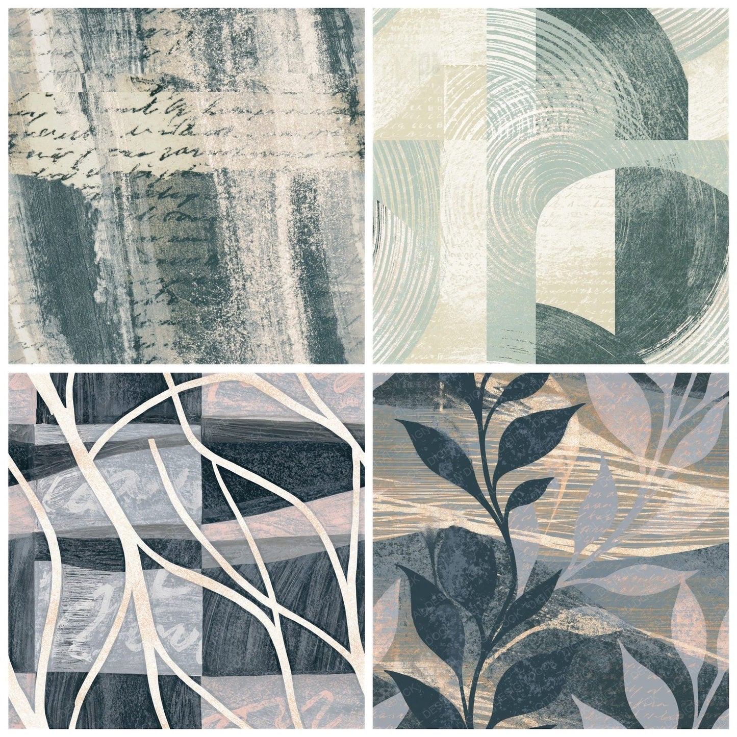 Woodblock Gunmetal Dove Pearl Seamless Digital Paper Pack (DDD016124)