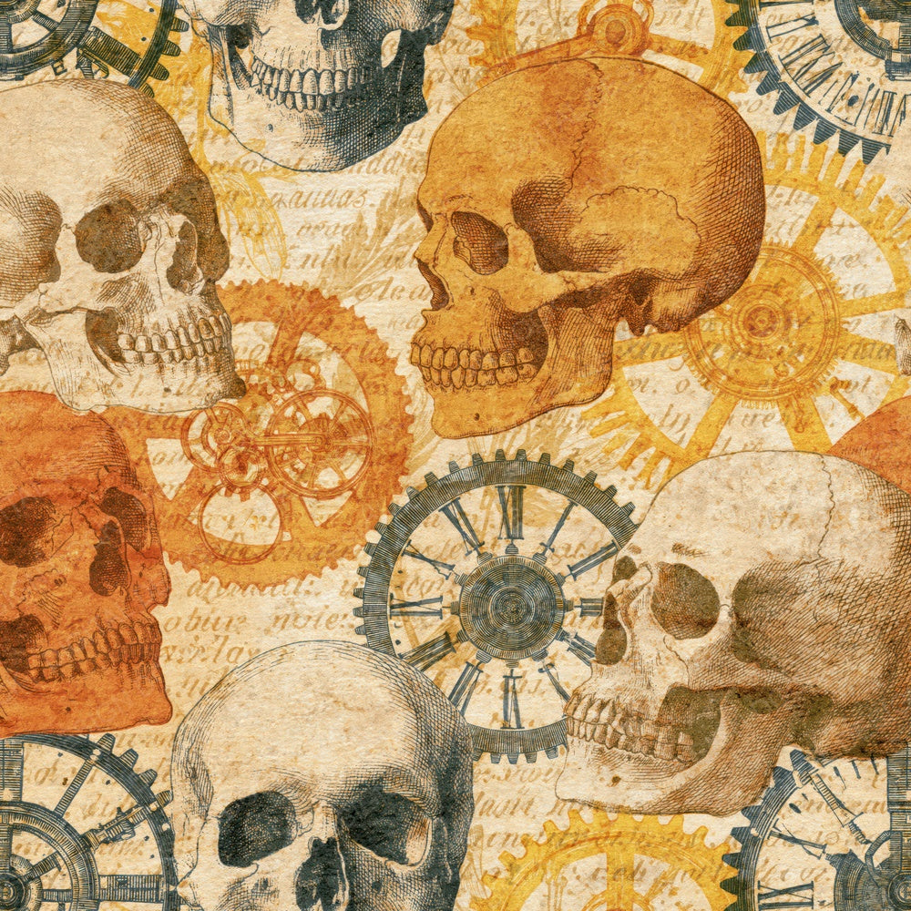 Antique Botanical Skulls Clockwork Amber Digital Paper Pack (DDD016125)