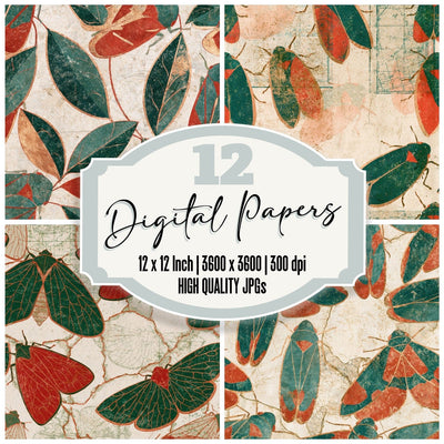 Fresco Italian Leafhopper Evergreen Red Digital Paper Pack (DDD016131)