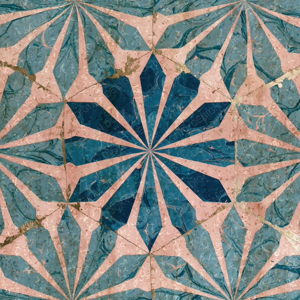 Paper Marbling Italian Geometry Aqua Digital Paper Pack (DDD016134)