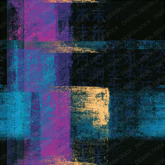 Indian Blockprint Cyan Violet Abstract Seamless Digital Paper Pack (DDD016149)