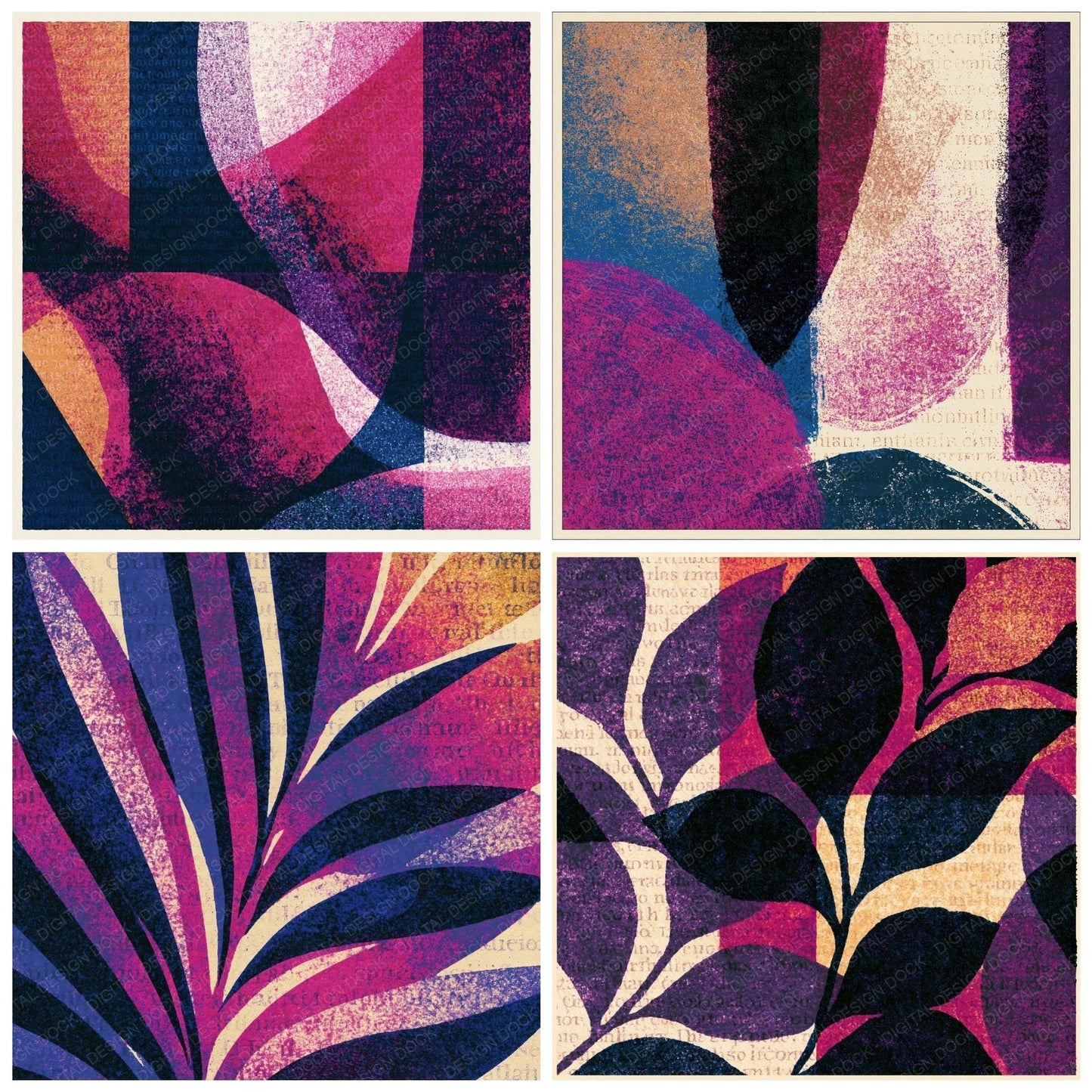 Risograph Plum Damson Abstract Digital Paper Pack (DDD016153)
