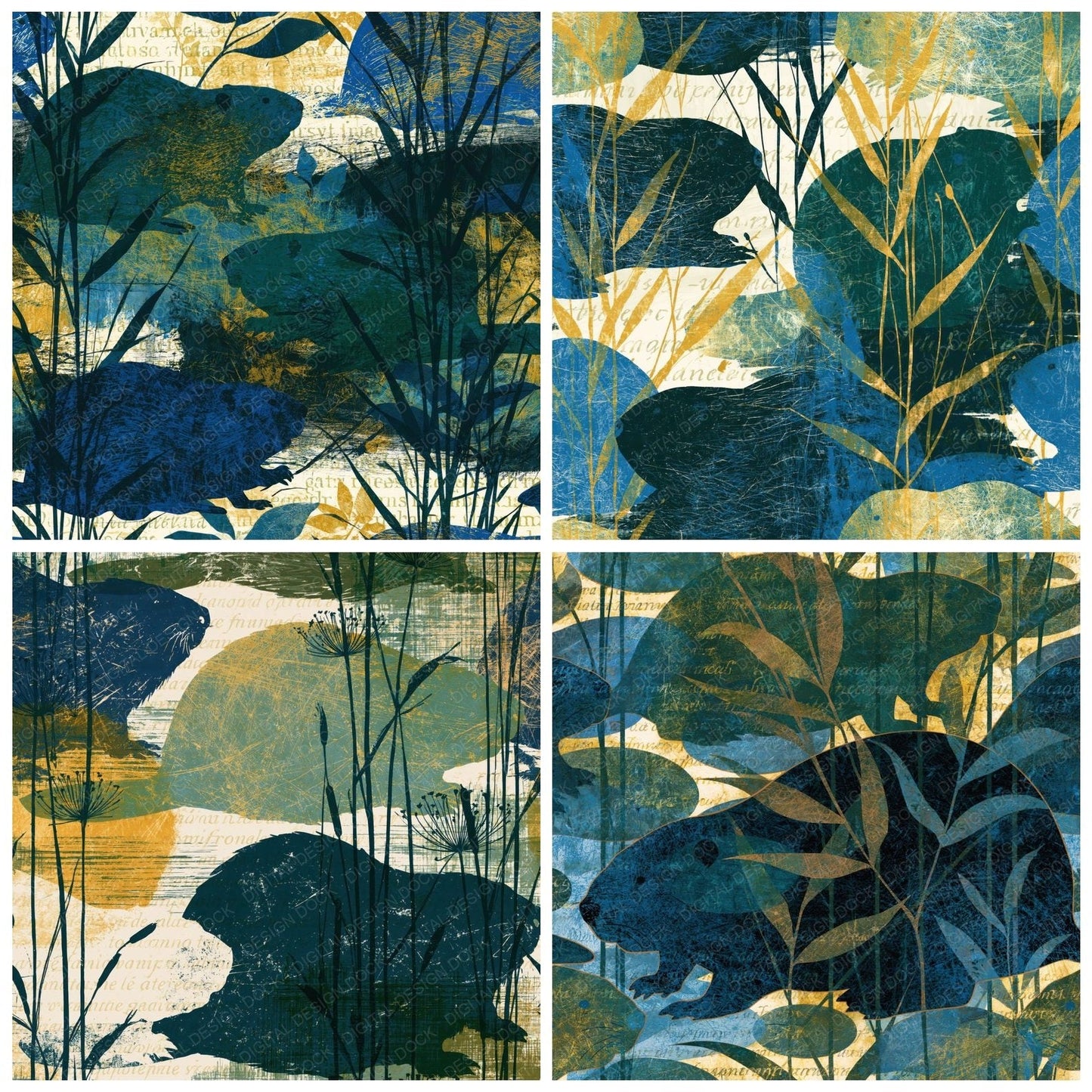 Scratchboard Beaver Azure Cypress Digital Paper Pack (DDD016155)