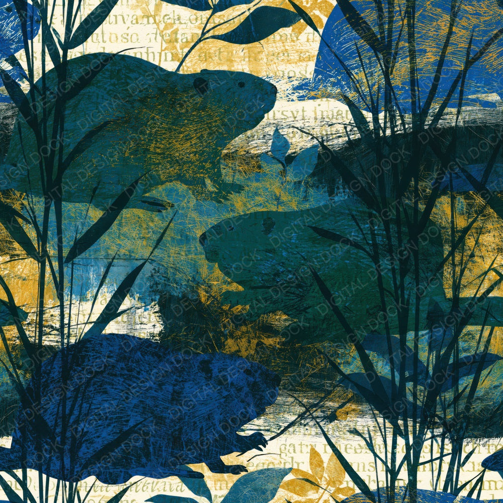 Scratchboard Beaver Azure Cypress Digital Paper Pack (DDD016155)