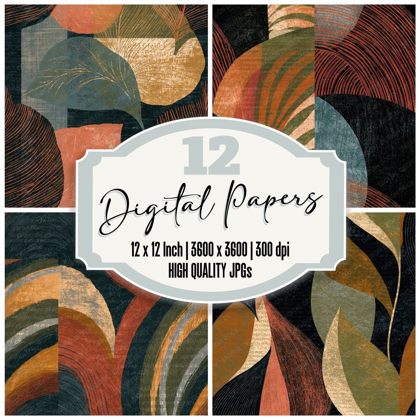 Scratchboard Clay Olive Tonal Seamless Digital Paper Pack (DDD016196)