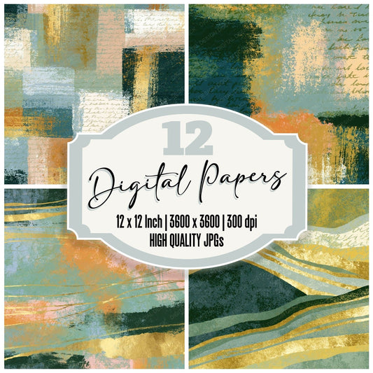 Screenprint Sage Primrose Abstract (3) Digital Paper Pack (DDD016200)